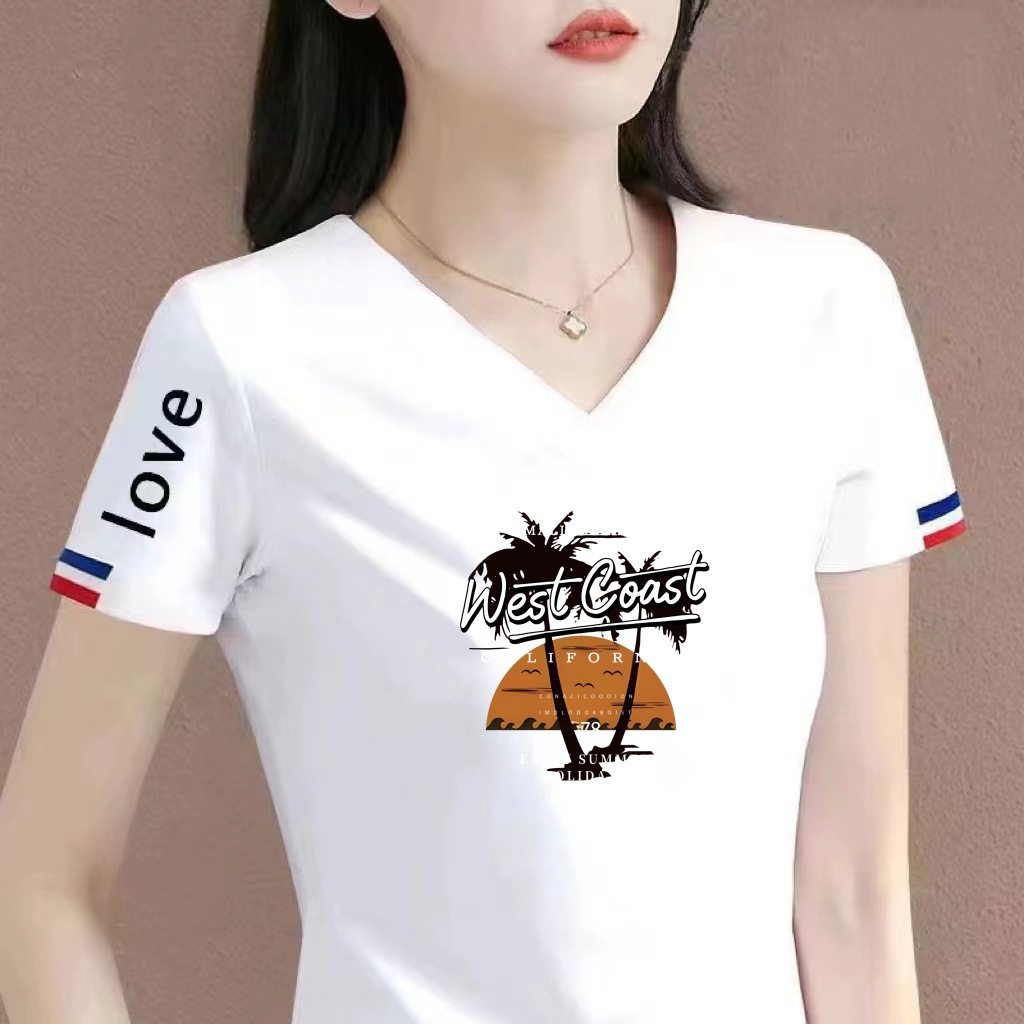 捡漏外贸妈妈装V领新款短袖t恤女韩版ins潮宽松显瘦休闲时尚上衣