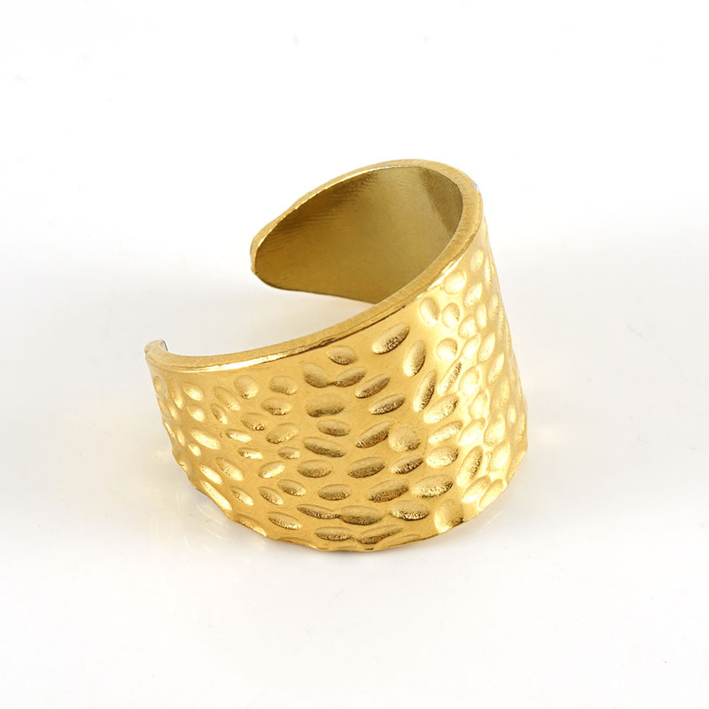 Anillo abierto martillado personalizado retro europeo y americano transfronterizo anillo ajustable de acero inoxidable anillo de dedo índice para hombres y mujeres