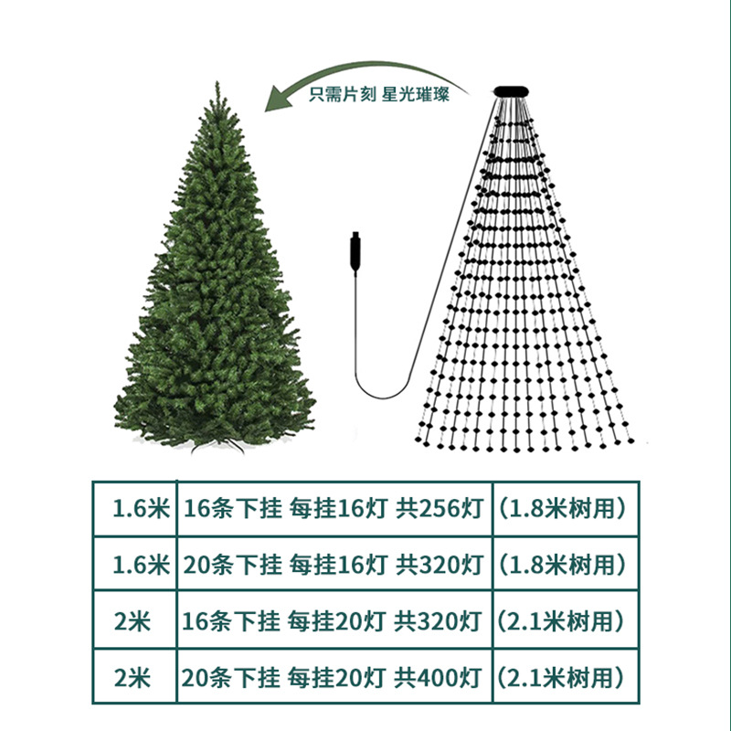Transfronterizo nuevo anillo de línea de cuero verde oscuro árbol de Navidad iluminación de techo colgante árbol decoración de color iluminación parpadeante LED string
