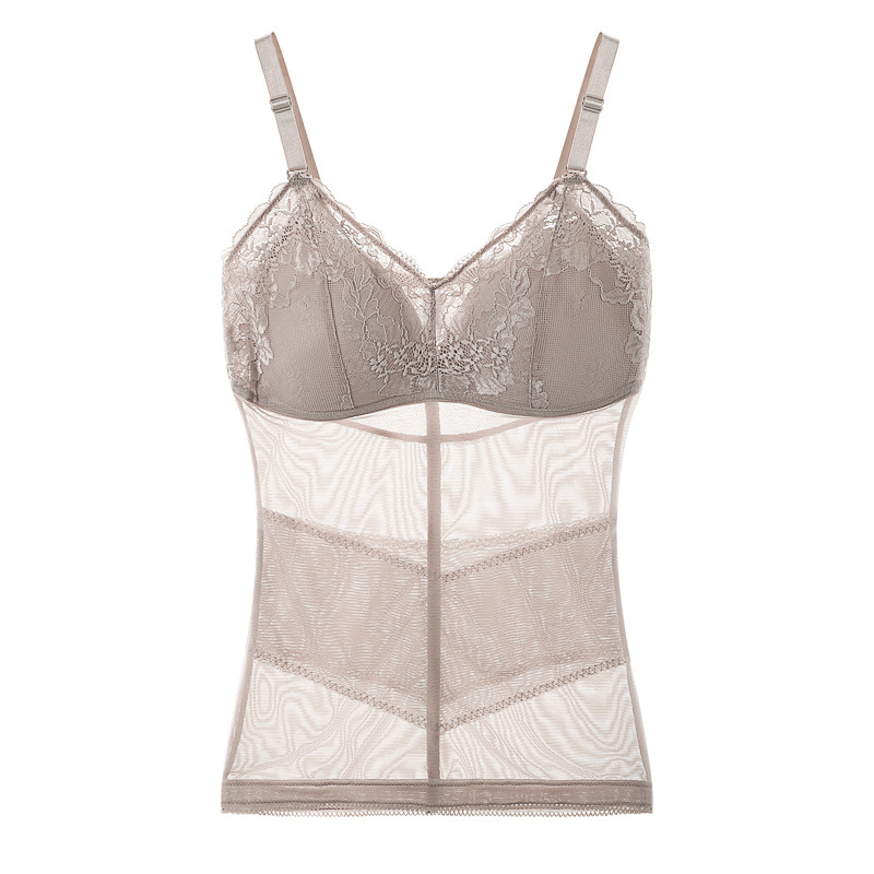 Verano delgado, sin costuras, hermosa espalda, transpirable, esculpir el cuerpo, abdomen, chaleco de fondo, malla para mujer, honda, ropa interior, almohadilla para el pecho fija