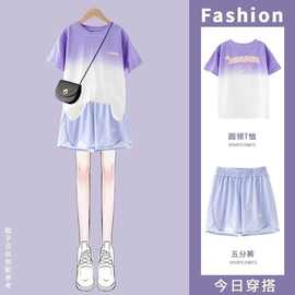 女童夏季套装儿童2024新款洋气时髦童装女孩运动夏装大童速干短裤