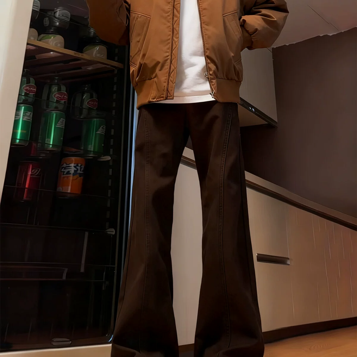 Colored fleece winter jeans, retro trousers, American style, loose straight fit