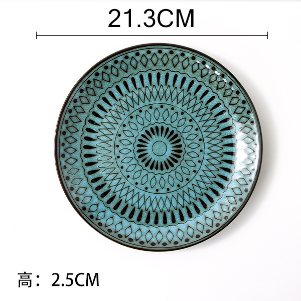 欧式陶瓷餐盘釉下彩手绘盘子家用菜盘沙拉盘创意水果盘牛排盘平盘|undefined
