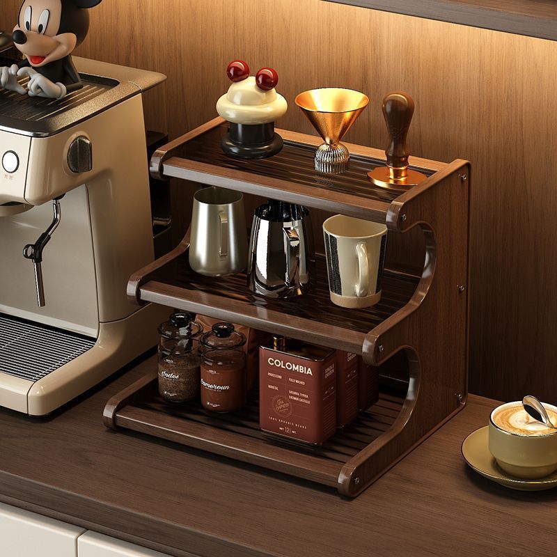 Simple Desktop Trapezoidal Storage Rack, Tiered Shelf for Water Cups and Tea Sets, Three-Layer Kitchen Storage Rack for Rental Apartments