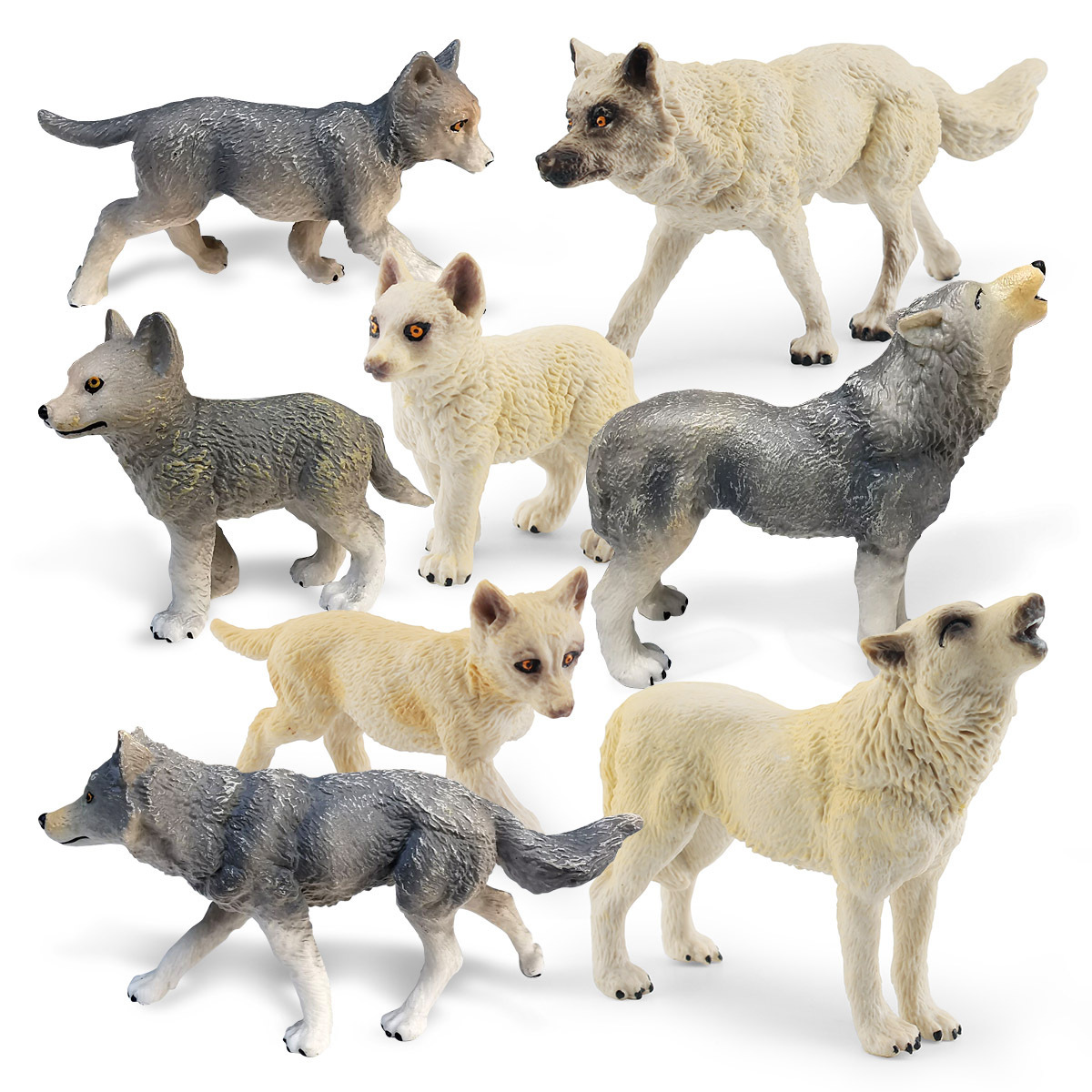 Amazon simulación de América del Norte Lobo Blanco modelo animal estático Lobo rugiente postura caminando lobo gris decoración de escritorio de juguete