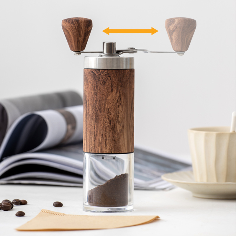 Wood Grain Stainless Steel Hand Grinder Coffee Machine Manual Coffee Bean Grinder Portable Hand Grinder Coffee Grinder