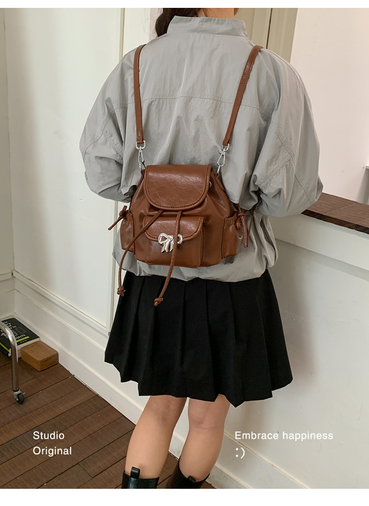 Versatile Women's Bow Backpack Crossbody Bag In Soft Pu Leather_voghion.com
