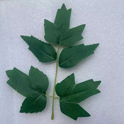 批發仿真植物花葉配件 單片五叉絲印牡丹葉 仿真牡丹花葉片布葉子