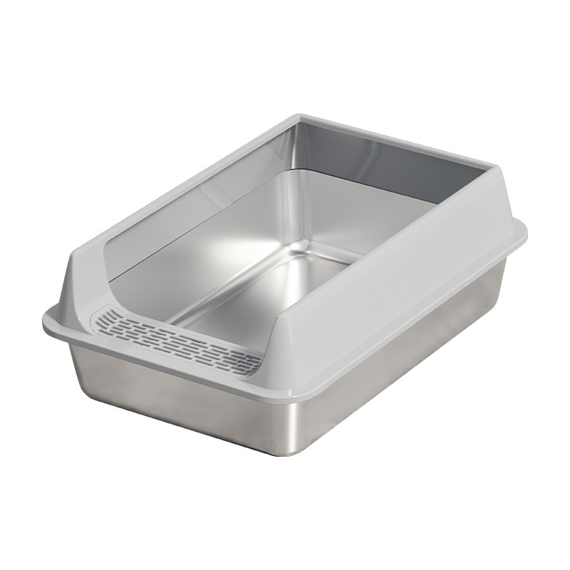 Caja de Arena Semicerrada para Gatos XL de Acero Inoxidable Anti-salpicaduras Fácil de Limpiar image 6