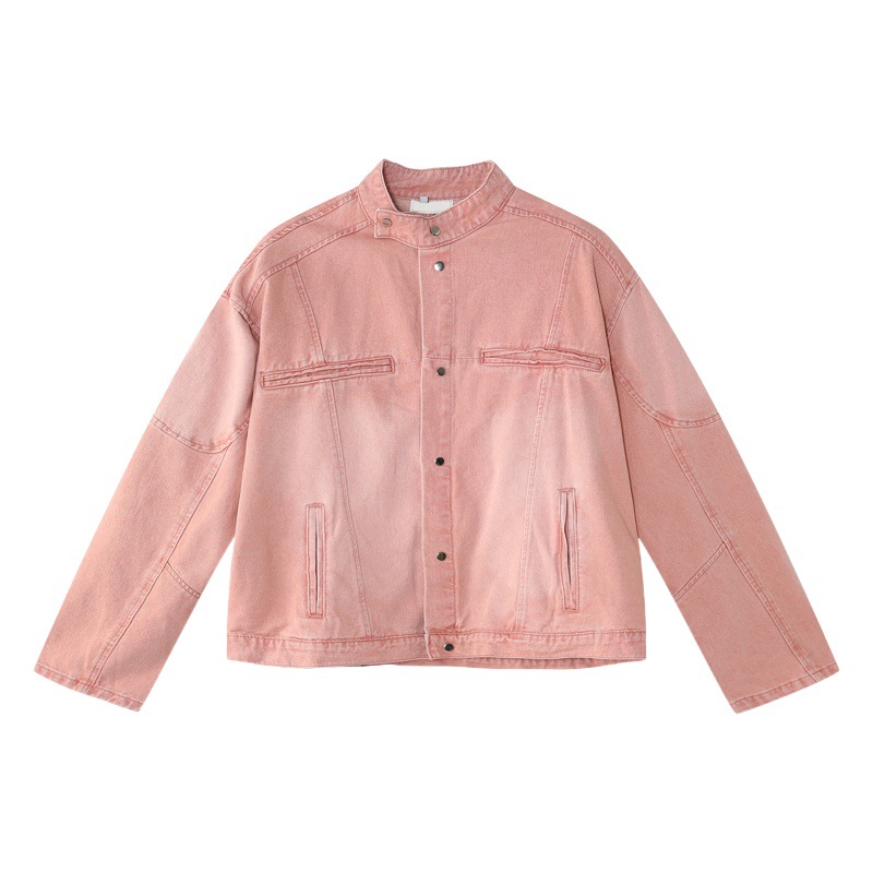 Mtlclothes ropa de los hombres | 2023 otoño nuevo lavado Rosa soporte collar chaqueta traje casual jeans estilo coreano