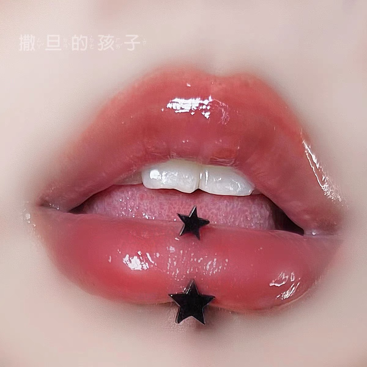 Labret stud lip piercing jewelry styling detail