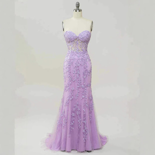 European and American Cross-Border Independent Station Floral Embroidery Dress 2025 New Fishtail Chaozhou Party Elegant Evening Dress
