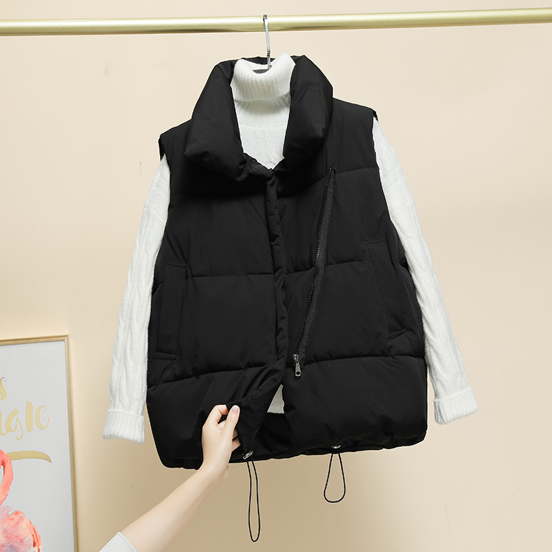 2022 otoño y invierno nuevo chaleco de algodón de pluma para estudiantes de estilo coreano suelto hombro exterior chaleco de abrazadera de caballo abrigo
