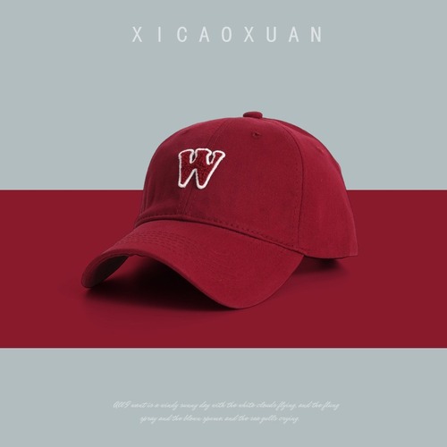 W letter deep top wide hat baseball hat for women with spring style plus a burgundy head circumference burgundy baseball cap showing small soft top for men