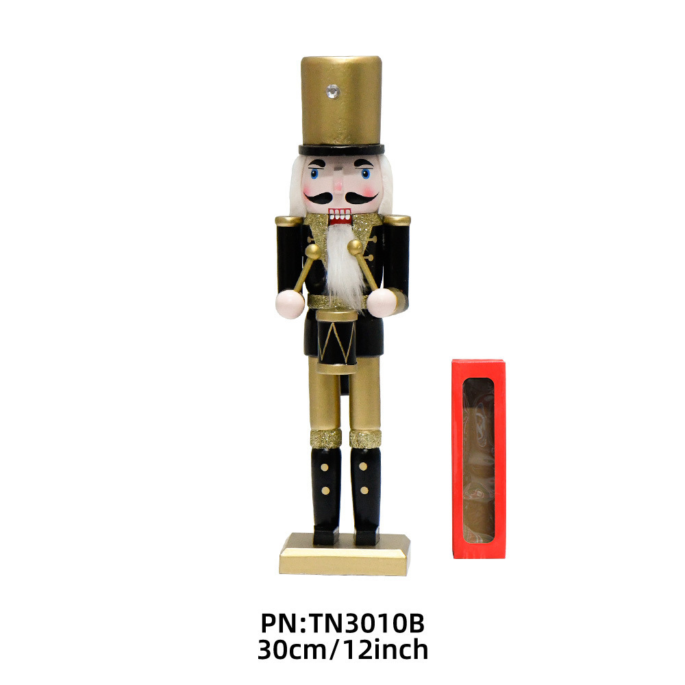 30CM hombre de madera transfronterizo negro dorado de alta calidad hacha de cabello negro batería cascanueces decoraciones de Navidad