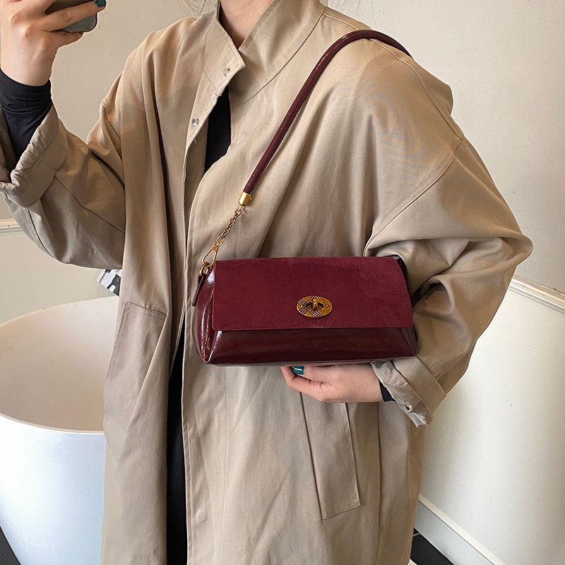 Bolsa de mujer coreana retro de piel de aceite 2025 nueva moda versátil bolso de hombro de alta calidad bolso de braza
