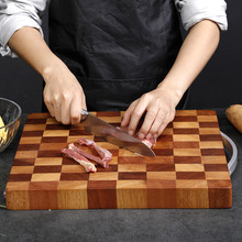 乌檀木菜板拼接砧板厨房水果切菜板跨境批发网红棋盘格实木案板
