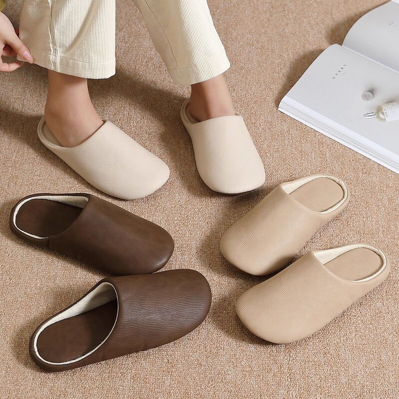 Buy One Get One Free Birkenstock Cotton Slippers for Couples, Two Pairs of Indoor Home Autumn and Winter Non-Slip Warm Accessible Luxury Slippers for Women