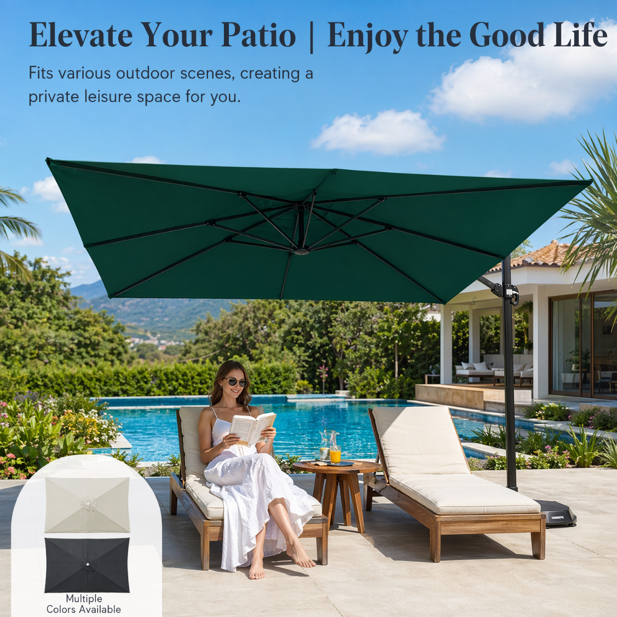 Outdoor courtyard square parasol replacement fabric, suitable for B&Bs, cafes, gardens, sun protection and rainproof umbrella cover