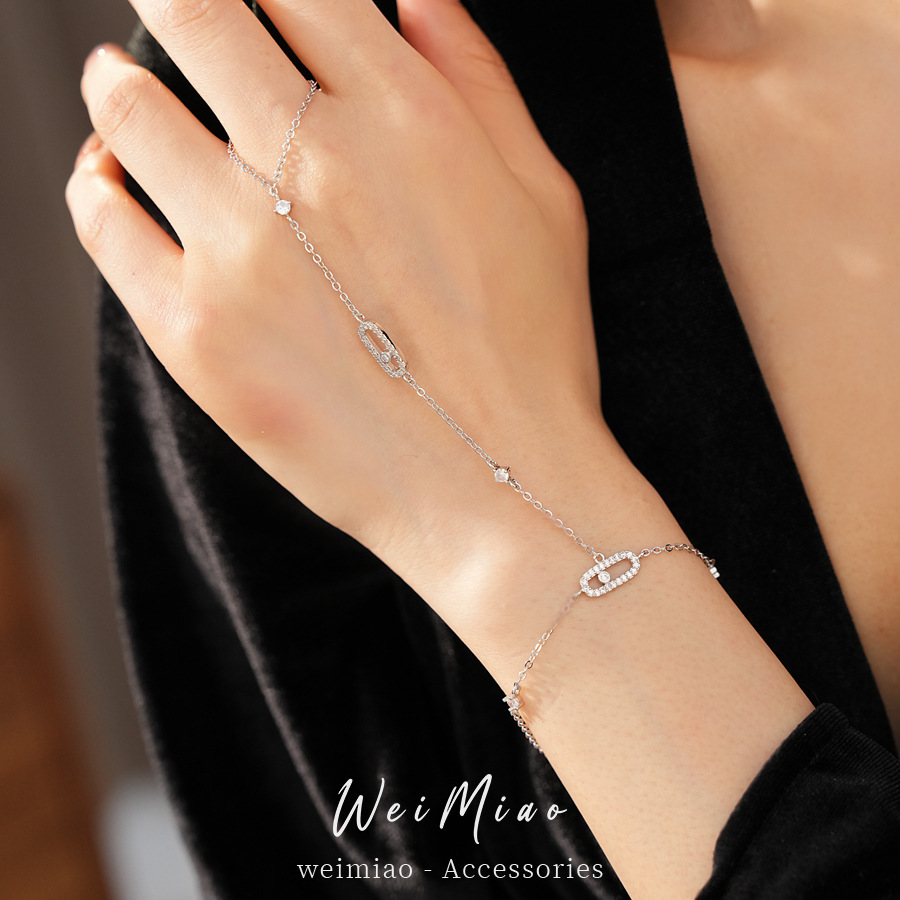Zircon elíptico una sola pulsera de estilo in-viento pulsera de dedo de moda nicho de diseño sensación de joyería al por mayor