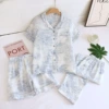 Lapel blue and white porcelain blue three-piece set--Z