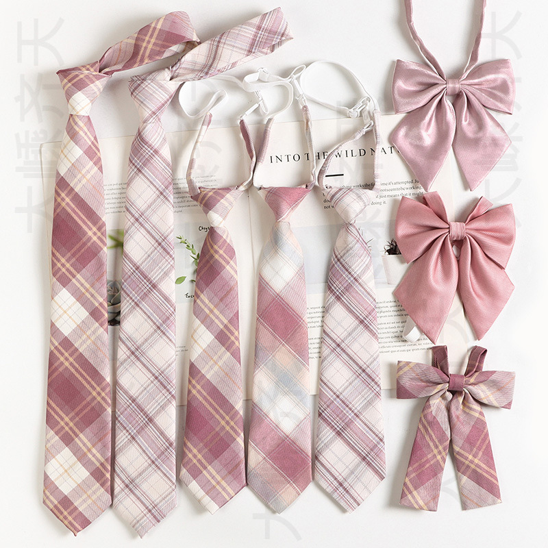 Pink Tie Shirt for Women, Lazy Style, No Need to Tie, Japanese College Style Jk Red Bow Tie, Clothing Accessory, Neck Flower