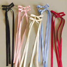 36cm品质涤棉多色长款飘带蝴蝶结发夹侧边夹少女丝带绑发发卡发饰