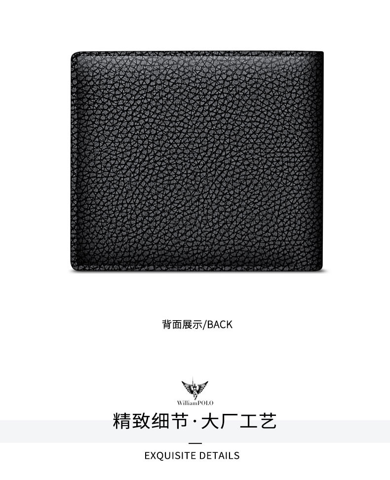Ví nam ngắn da thật Emperor Paul cao cấp, gập mini đựng tiền xu và thẻ chi tiết 14