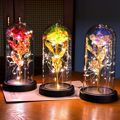 七夕のバレンタインデーに彼女に贈るギフト、バラの花のナイトライト、LEDライト、アクリル金箔の花のギフトボックス、教師の日