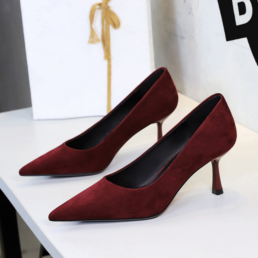 9517 European And American Style Elegant Lady Fashion Stiletto High-heeled Shoes, Pointed Toe, Shallow Cut, Slip-on,_vogvips.com