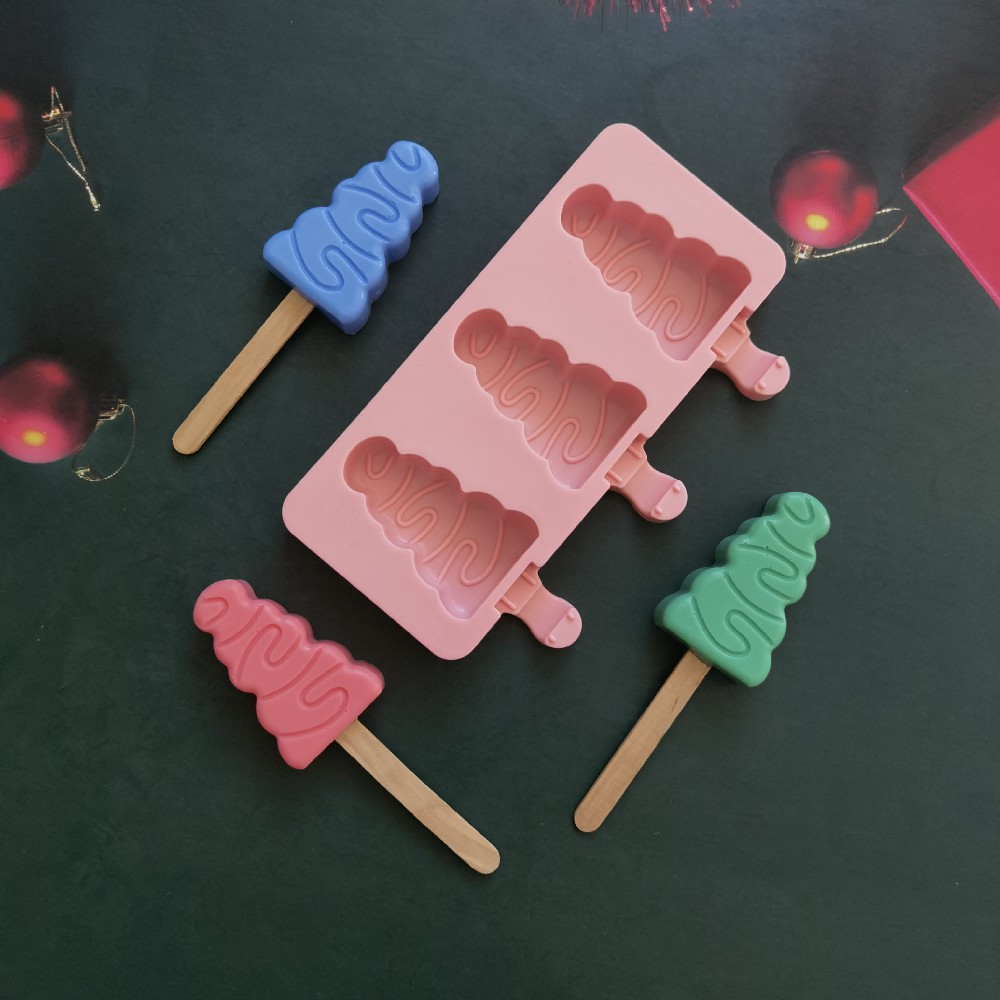 3 helado de árbol de Navidad 285 helado de silicona molde de postre hielo de hielo para hacer suministros de fiesta de verano