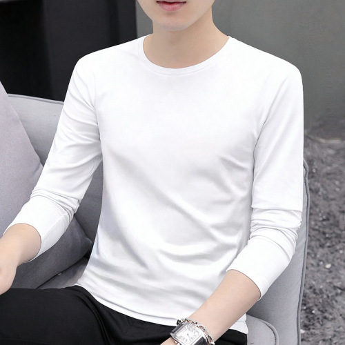 Men's Long Sleeve T-shirt for 2025 Autumn/Winter, Thin Pure Color Base Shirt,Slim Fit, Outer Wear, Pure Color Crew Neck T-shirt