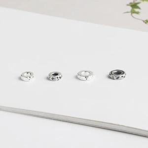 S999 Təmiz Gümüş Vurma Səthi Plitə Ara Boncuklarla Sarılmış DIY Boncuklu Hörüklü İp Plitə Sarılmış Qolbaq Boyunbağı Dairəvi Qapalı Üzük Aksesuarları