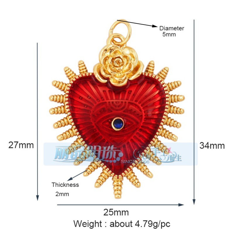 3g Weight Pendant Jewelry Making Type DIY Jewelry Accessories Classification 1 Piece Quantity Copper Material Heart Shape Pattern Hip-Hop, Vintage Style Style 1 Piece Copper Heart Shape Pendant 23