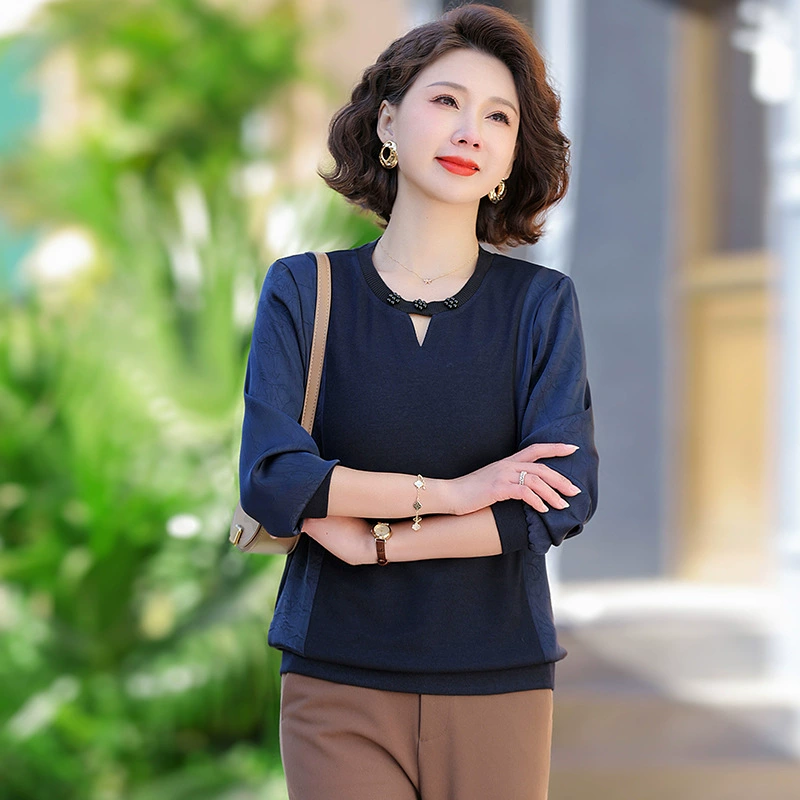 Новый китайский стиль национальный стиль с пуговицами трикотажный свитер женский 2025 весна и осень новый стиль с длинными рукавами модный нижний блузок