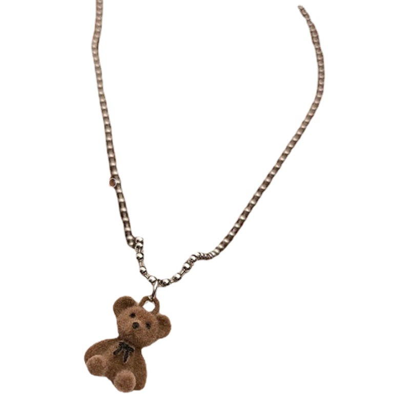 [Té de melocotón] collar de oso 2021 nuevo diseño de nicho femenino sentido estilo ins personalidad de la moda exquisita moda