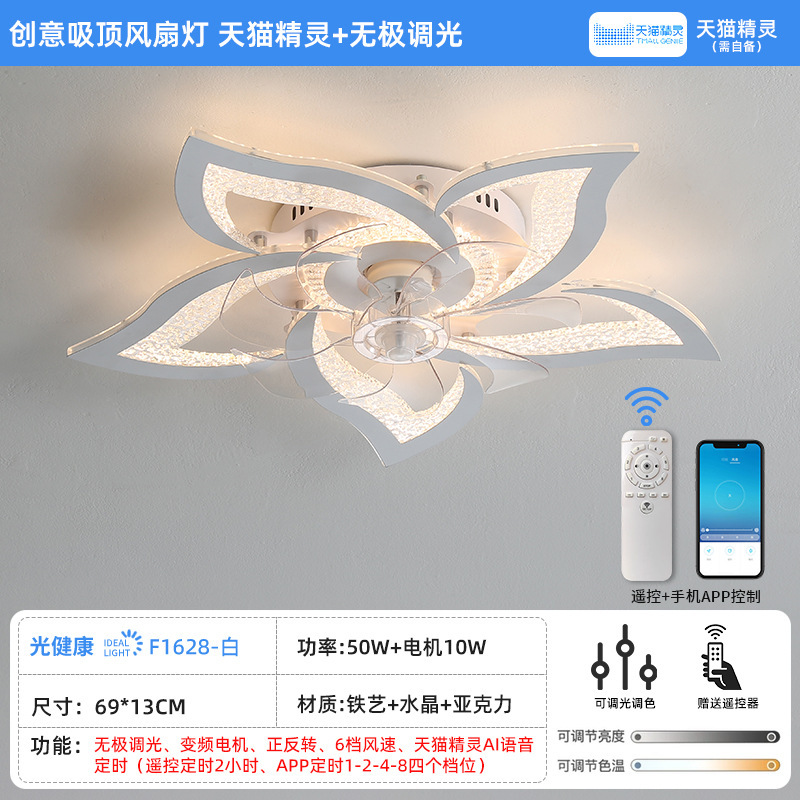 Transfronterizo 110v lámpara de ventilador de cristal lujoso dormitorio lámpara de ventilador de techo sala de estar lámpara de ventilador eléctrico de frecuencia invertida fábrica de Zhongshan image 6