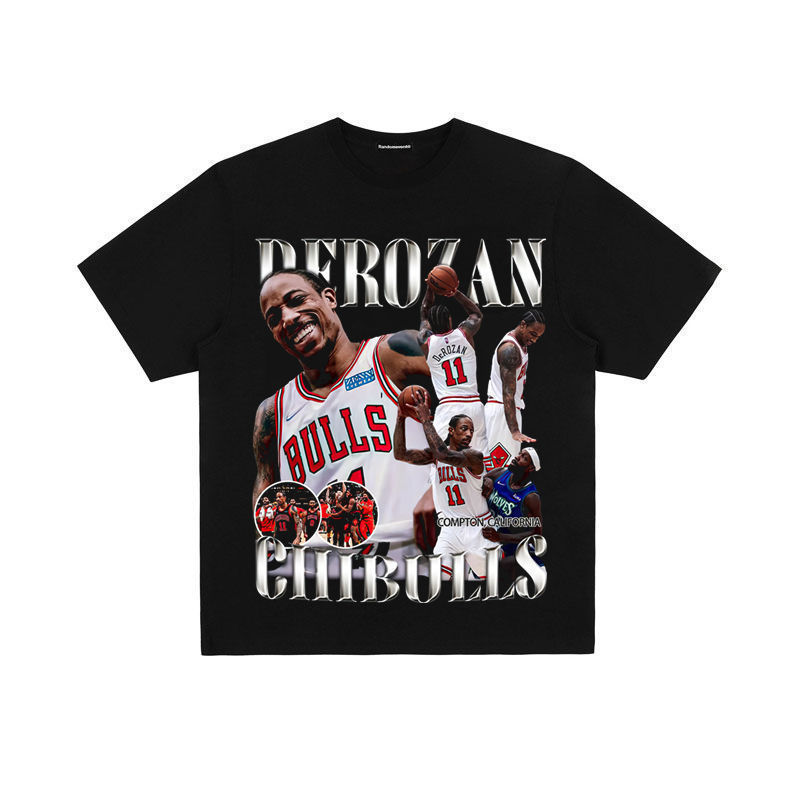 DUNKS Loose Dread T-shirt NBA Basketball American Hip-hop Short-sleeved West Coast Print Summer