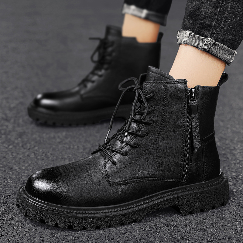 Martin boots men's genuine leather large size winter velvet warm…