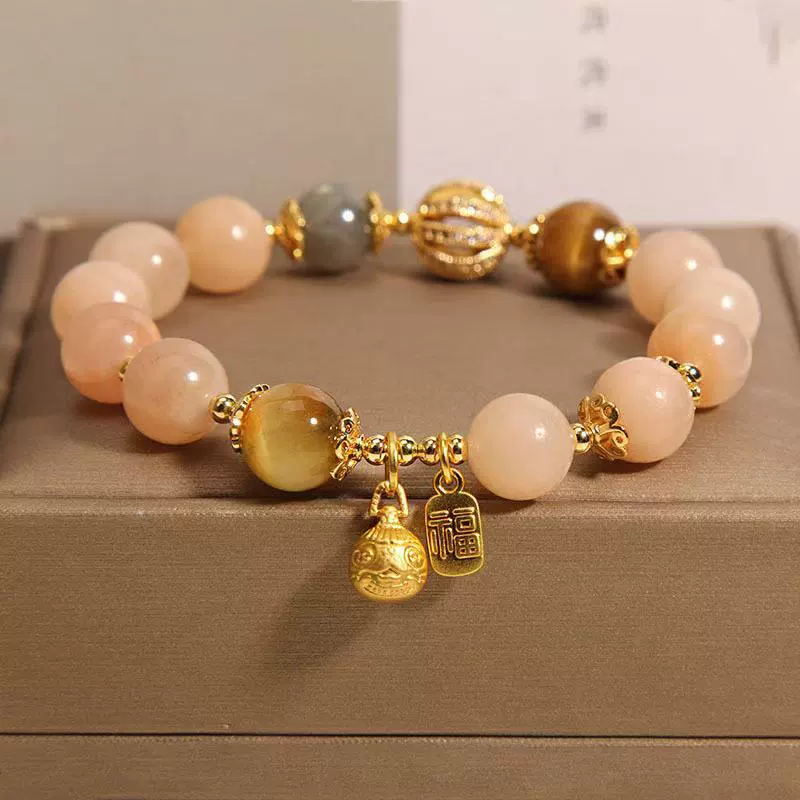 Complex organic crystal bracelet, one bead bracelet, for luck