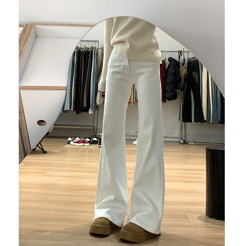 White Low-Waist Flared Jeans for Women, 2026 New Spring American Retro Style, Loose Fit, Slimming, Non-Tight Flared Pants White Low-Waist Flared Jeans for Women, 2026 New Spring American Retro Style, Loose Fit, Slimming, Non-Tight Flared Pants