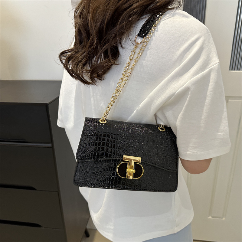 Bolso de mujer 2024 nuevo bolso de mujer popular textura bolso cuadrado temperamento casual bolso de hombro bolso de cadena bolso