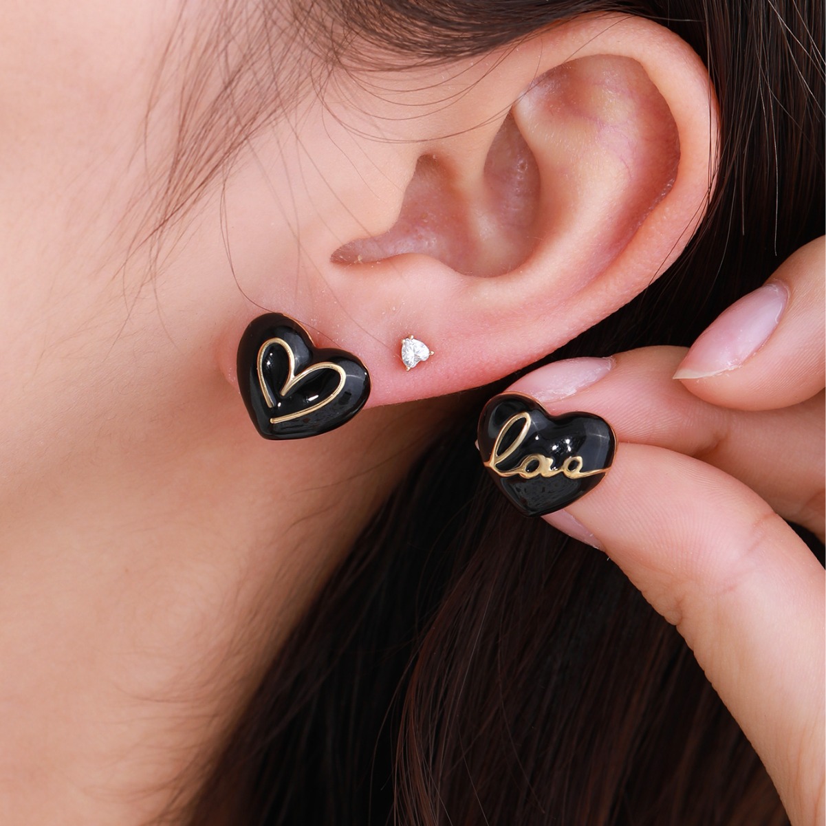 Joyería Xuping estilo francés estilo simple personalidad goteo de aceite amor pendientes nicho de alto nivel sentimiento amor pareja pendientes mujeres