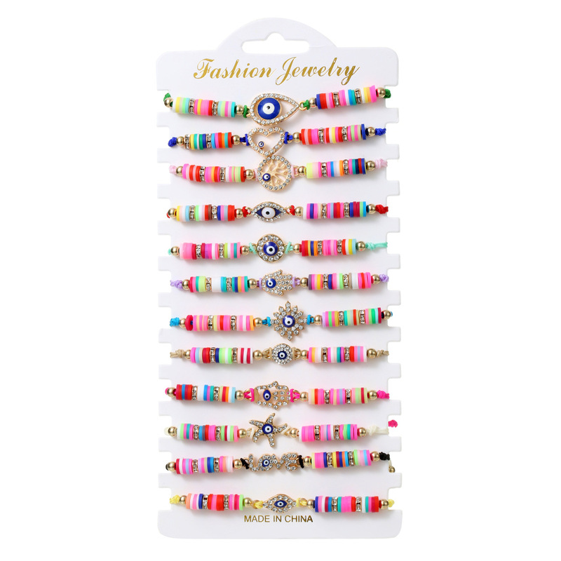 Cross-border New Bohemian Ethnic Style Woven Friendship Bracelet Women's Fashion Diamond Devil's Eye Bracelet Wholesale