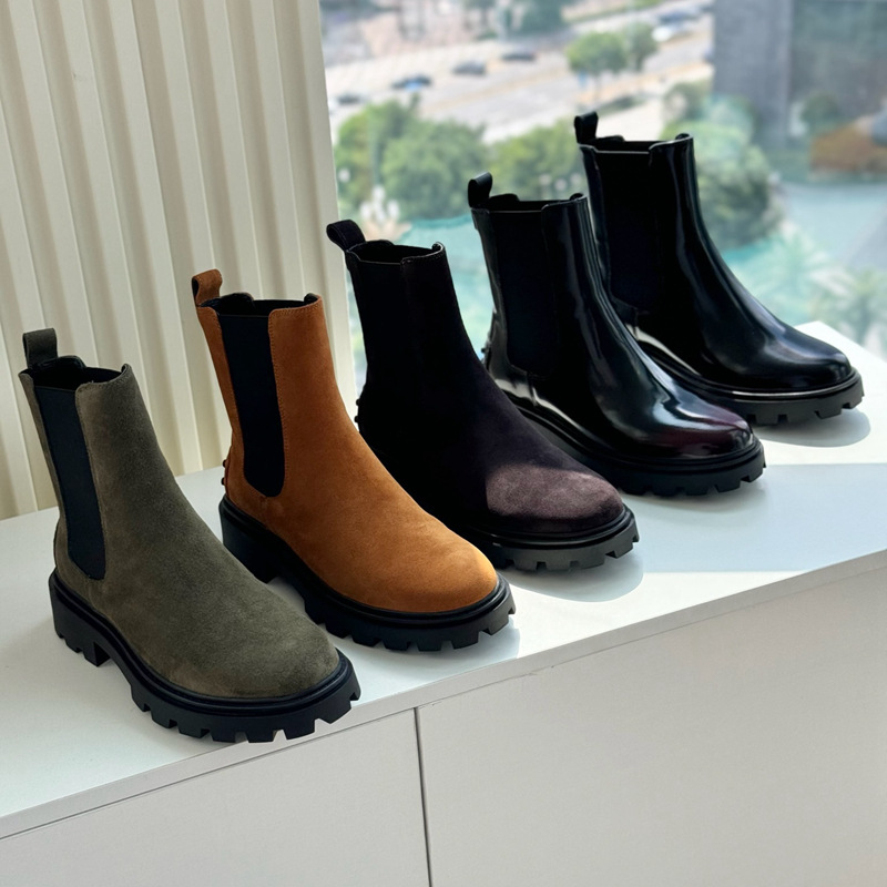 英伦风真皮女短靴子！帅气炸街弹力套筒一脚蹬切尔西靴瘦瘦马丁靴