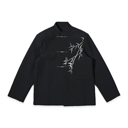 Modern Chinese style national wind Zhongshan suit with emerald bamboo airplane buttons, stand-up collar men's wedding suit Tang suit suit fashion