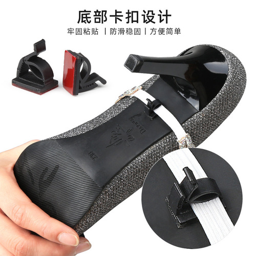 High-heeled shoes, anti-falling, shoelaces, elastic bands, diamond decoration, no heel release, no need to install buckles to fix shoelaces