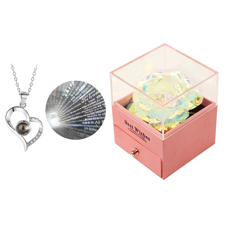 Colorido oro rosa collar joyería caja de regalo del Día de San Valentín perla cristal pulsera traje Amazon nuevo