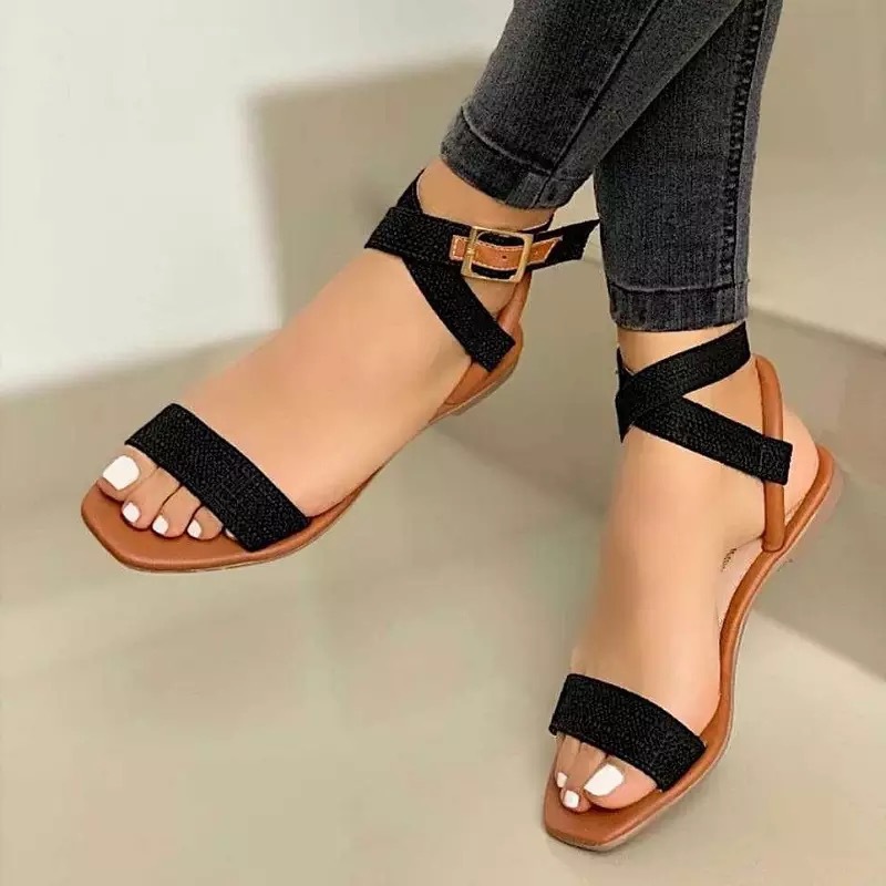 Summer Mouth Fish 2021 New Women's 40-43 Large Size Casual Sandals Flat Shoes_voghion.com