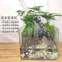 yut流水版鱼缸造景全套生态小型客厅桌面装饰水草缸真植物造景水